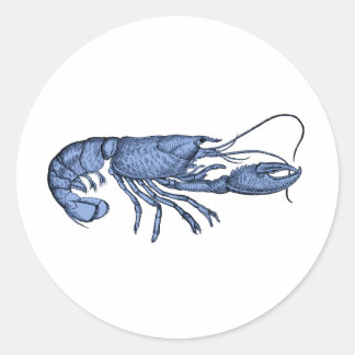 Blue Lobster Retro Vintage Image Classic Round Sticker