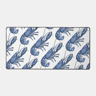 Blue Lobster Retro Vintage Image Desk Mat