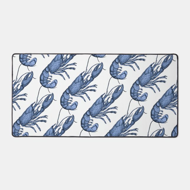 Blue Lobster Retro Vintage Image Desk Mat (Front)