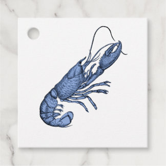 Blue Lobster Retro Vintage Image Favour Tags