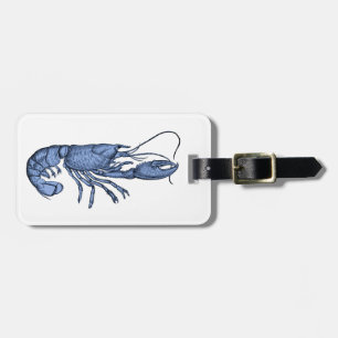 Blue Lobster Retro Vintage Image Luggage Tag