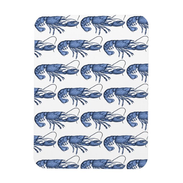 Blue Lobster Retro Vintage Image Magnet (Vertical)