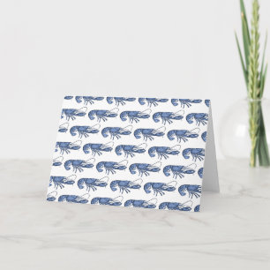 Blue Lobster Retro Vintage Image Note Card