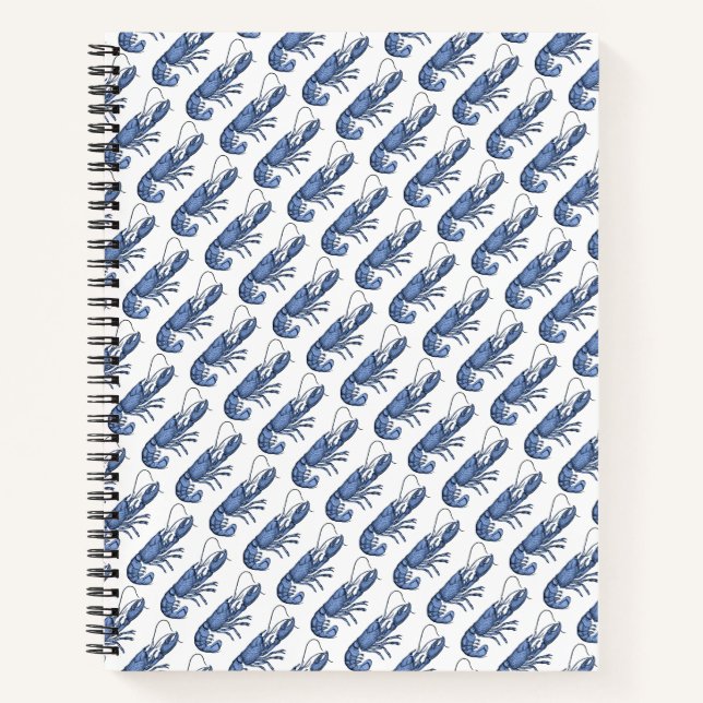 Blue Lobster Retro Vintage Image Notebook (Front)