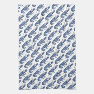 Blue Lobster Retro Vintage Image Tea Towel