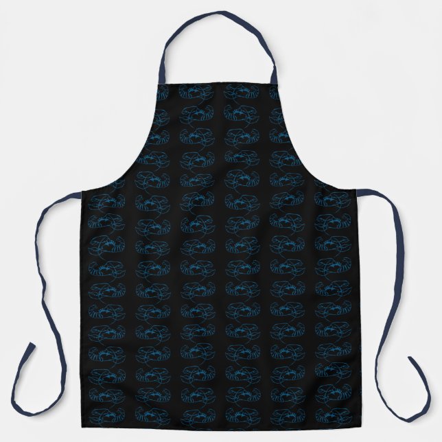 Blue Lobster Sea Animal Simple Outline Drawing Art Apron (Front)
