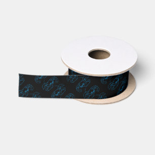 Blue Lobster Sea Animal Simple Outline Drawing Art Satin Ribbon