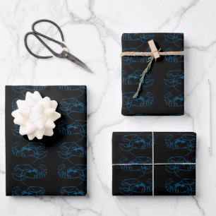 Blue Lobster Sea Animal Simple Outline Drawing Art Wrapping Paper Sheet
