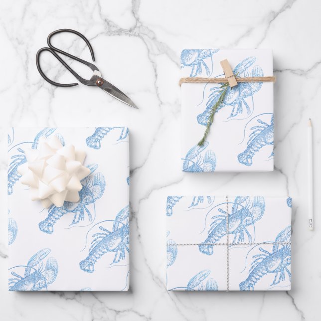 Blue Lobster Wrapping Paper Sheet (Front)