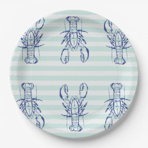 Blue Lobsters Paper Plate