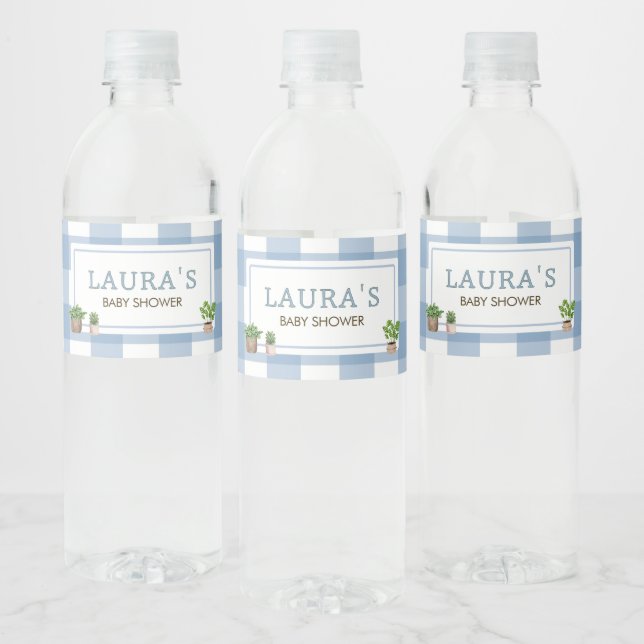 Blue Locally Grown Farmers Market Baby Shower Water Bottle Label (Bottles)