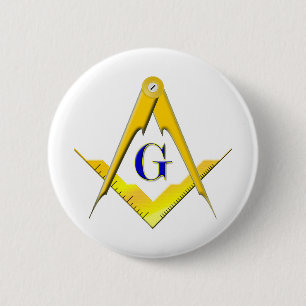 Blue Lodge Square & Compasses 6 Cm Round Badge
