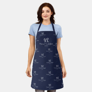 Blue Logo pattern Business Company Employee Staff Apron