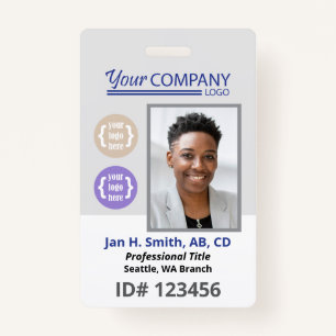 Blue Logo Photo ID Employee Entry Key Card ID Badge