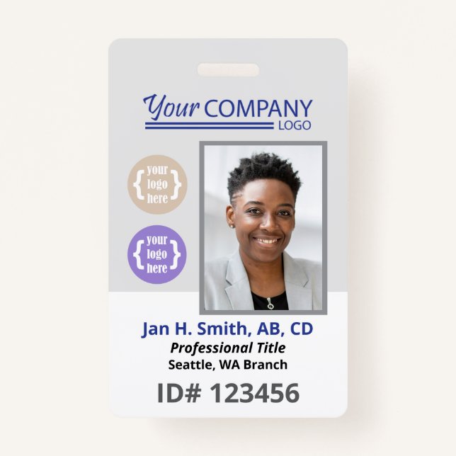 Blue Logo Photo ID Employee Entry Key Card ID Badge (Front)