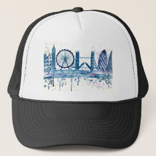 Blue London skyline England United Kingdom  Trucker Hat
