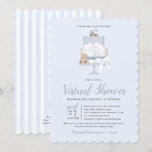 Blue Long Distance Virtual Baby Shower Cake Invitation