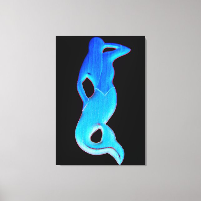 blue lookout mermaid on black wrapped canvas (Front)
