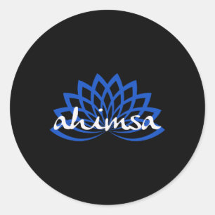 Blue Lotus Ahimsa Classic Round Sticker