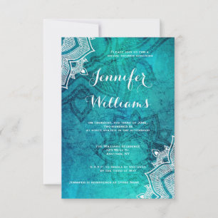 Blue lotus bridal shower invitations