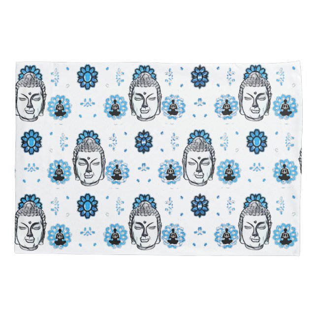 Blue Lotus Buddha Pillowcases, Standard Size Pillo Pillowcase (Back-Left)