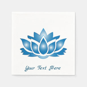 Blue Lotus Design with Personalised Text Napkin