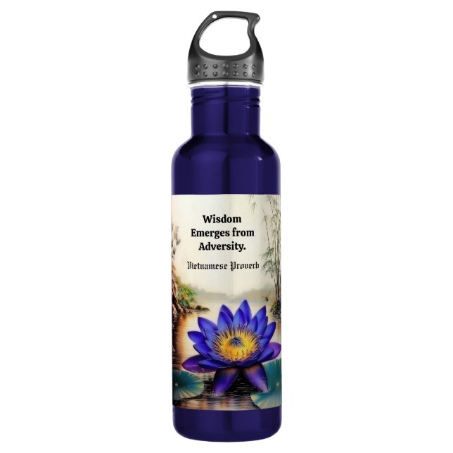Blue Lotus Emerging from Muddy Waters (Vietnamese) 710 Ml Water Bottle (Front)