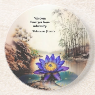 Blue Lotus Emerging from Muddy Waters (Vietnamese) Coaster