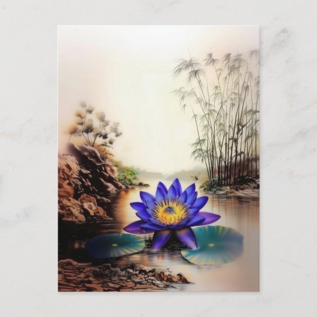 Blue Lotus Emerging from Muddy Waters (Vietnamese) Postcard (Front)