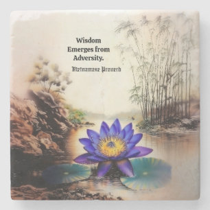 Blue Lotus Emerging from Muddy Waters (Vietnamese) Stone Coaster