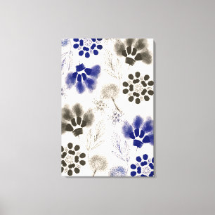 Blue Lotus Floral Drawing Canvas Print