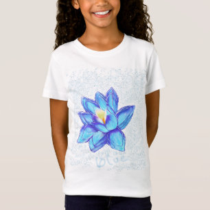 Blue Lotus Flower Botanical Art Illustration T-Shirt