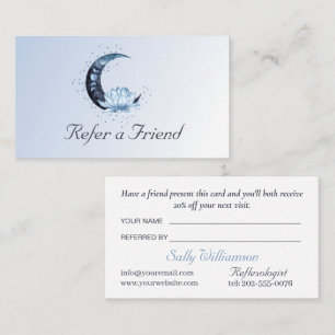 Blue Lotus Flower Moon Business Referral Card