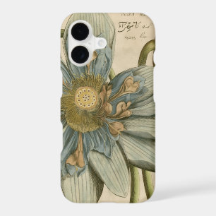 Blue Lotus Flower on Tan Background with Writing