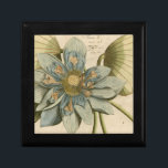 Blue Lotus Flower on Tan Background with Writing Gift Box<br><div class="desc">A beautiful blue lotus flower in full bloom is the focus of this piece. The yellow centre is almost hypnotising in its glory. Add a little elegance to your home with this print!</div>