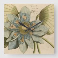 Blue Lotus Flower on Tan Background with Writing