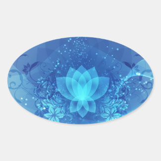 Blue Lotus Flower Oval Sticker
