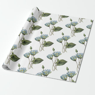 Blue Lotus Flower Pattern Wrapping Paper