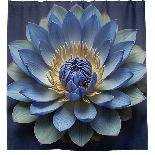 Blue Lotus Flower Spiritual Art  Shower Curtain (Front)