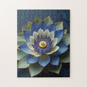 Blue Lotus Flower Spiritual Zen Art  Jigsaw Puzzle