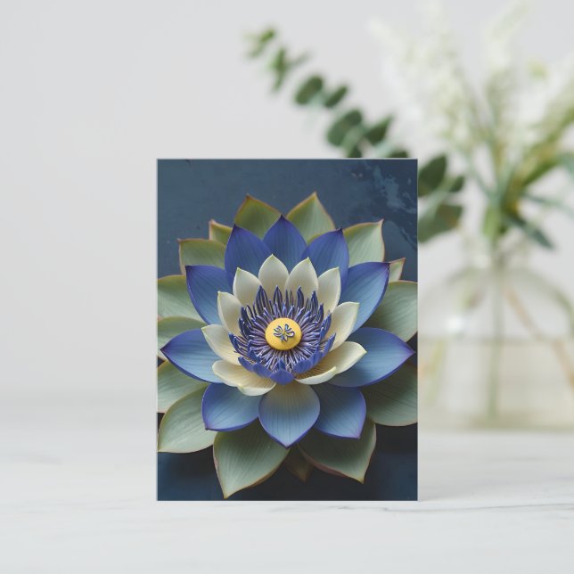 Blue Lotus Flower Spiritual Zen Art  Postcard (Standing Front)