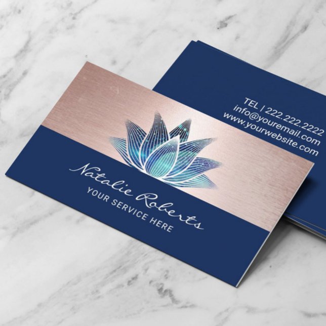 Blue Lotus Flower Yoga Instructor Massage Therapy Business Card (Creator Uploaded)