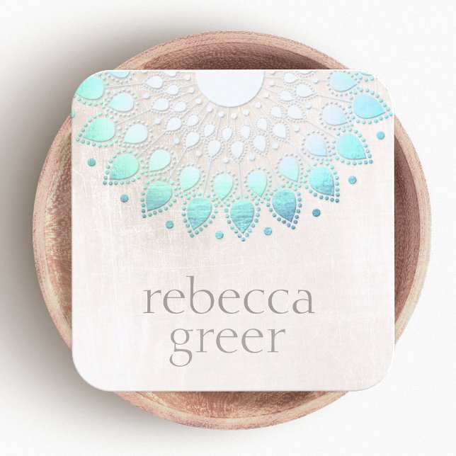 Blue Lotus Flower Yoga Instructor Square Business Card (Creator Uploaded)