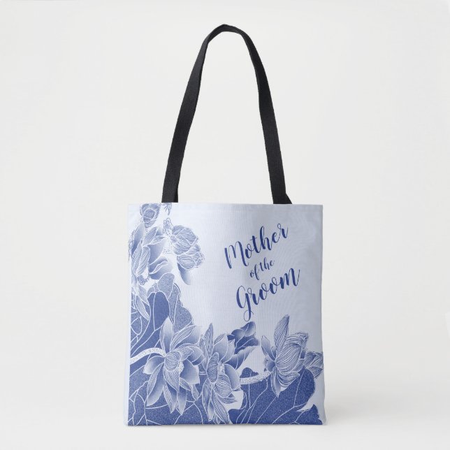 Blue Lotus Flowers Wedding Gift Mother Of Groom Tote Bag (Front)