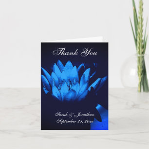 Blue Lotus Lily Flower Personalised Wedding  Thank You Card