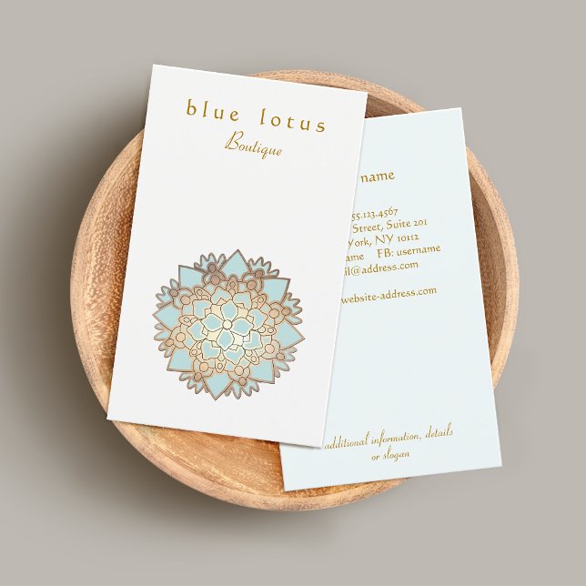 Blue Lotus Logo Holistic Health and Wellness Business Card (Creator Uploaded)