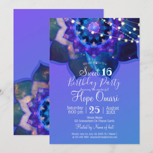 Blue Lotus Mandala Invitation (Front/Back)