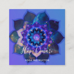 Blue Lotus Mandala Square Business Card