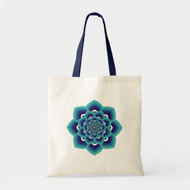 Blue Lotus Mandala Tote Bag (Front)