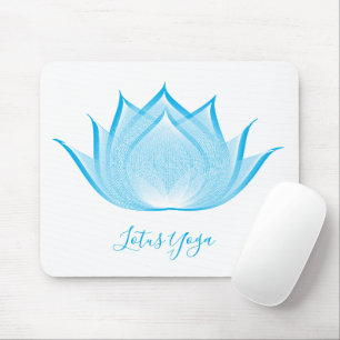 Blue Lotus Moiré Drawing Flower Graphic Art Yoga Mouse Mat